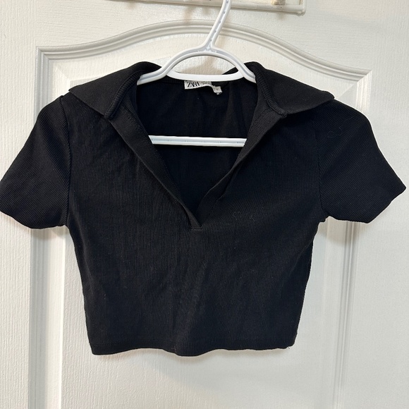 Black Polo Crop Top - Picture 1 of 3